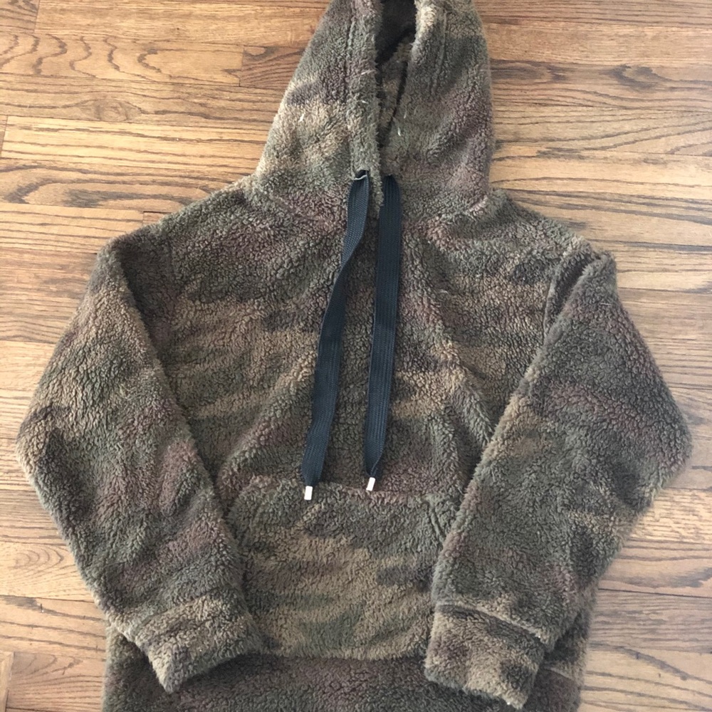 Camo Sherpa Fuzzy Hoodie